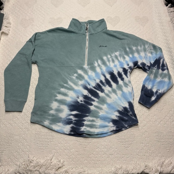 PINK Victoria's Secret Tops - VS PINK Tie Dye Embroidered Oversized Sweatshirt (XS)